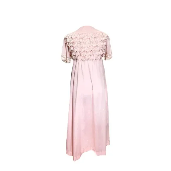Mid-Century Loungees Pink Ruffle House Dress - Picture 3 of 4
